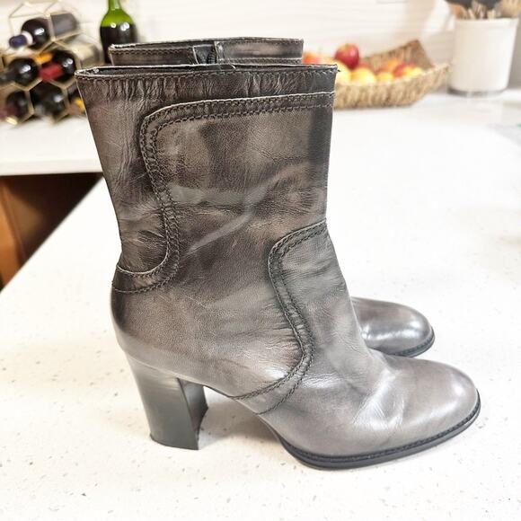 Nine West Ourson Boho Antique Gray Mid Calf Chunky Heeled Boots Round Toe 8.5 - Picture 2 of 15